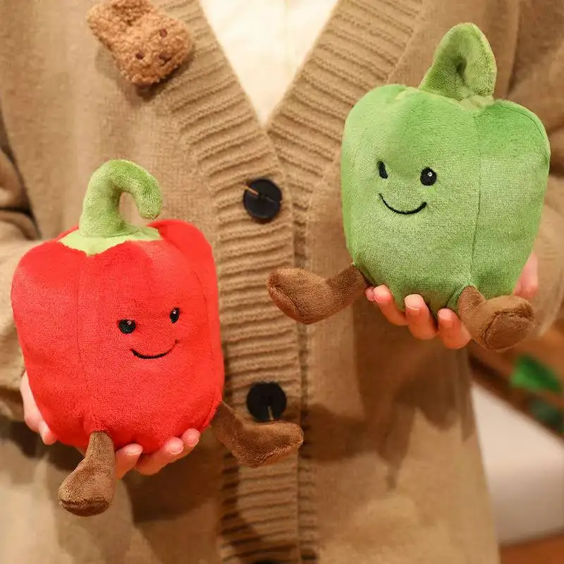 أحدث دمية الفلفل الأخضر الملونة Kawaii محشوة ألعاب من نسيج مخملي اليدوية دمية الكرتون أنيمي لطيف الأطفال هدية عيد ميلاد دمية ممتعة #5