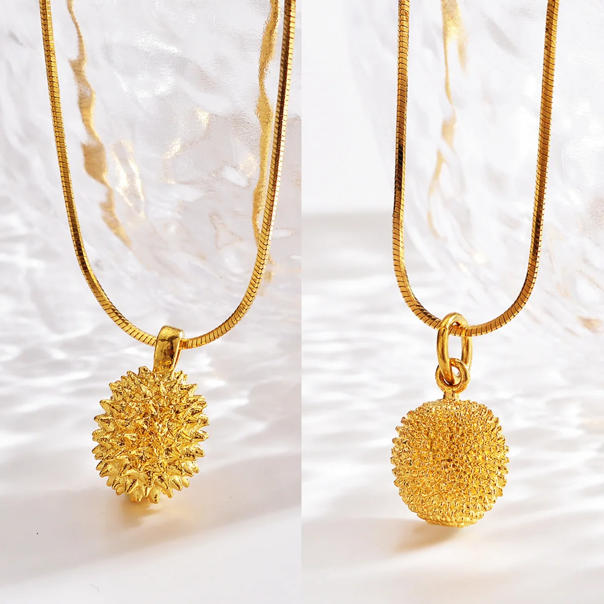 AU999 Gold Small Durian Necklace Womens Fashion Pendant 24K Pure Gold Jewelry Clavicle Chain Valentines Day Gift