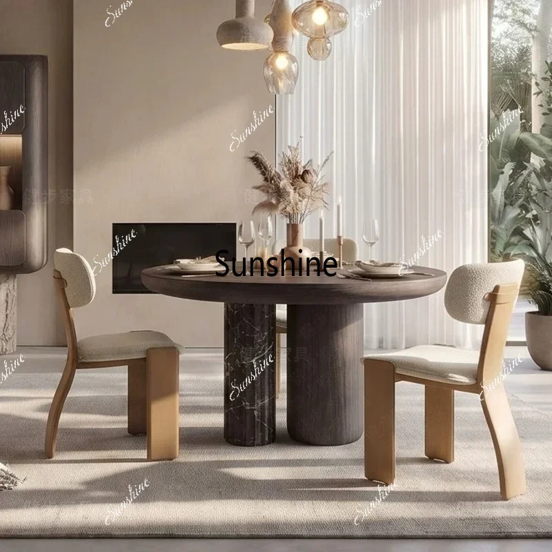Solid wood dining chair simple modern flannel soft bag back chair restaurant home chairTJ