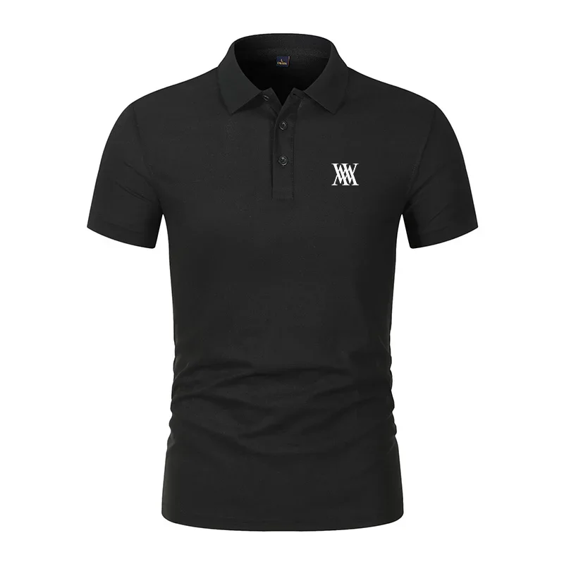 Men's Golf T-shirt Business Casual Short Sleeved Polo Collar, Summer Simple and Fashionable Printed T-shirt Top