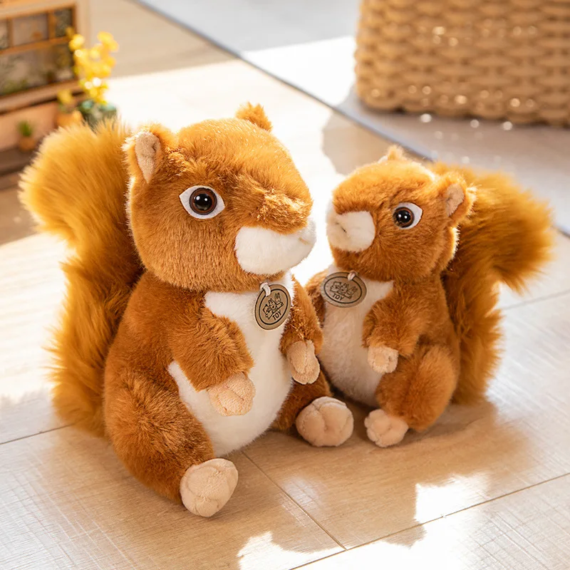 Adorbale Furry Hair Big Umbrella Tail Pluszowa zabawka Realistyczna wiewiórka Śliczne miękkie wypchane zwierzęta Poduszka dla lalek dla dziewczynek Prezent dla dzieci