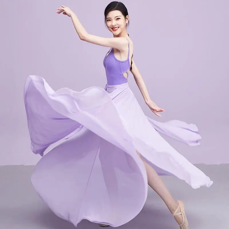 Vestido de dança meio corpo feminino, bainha de saia grande fluindo, vestido de dança clássica, vestido de dança, estilo chinês, mod