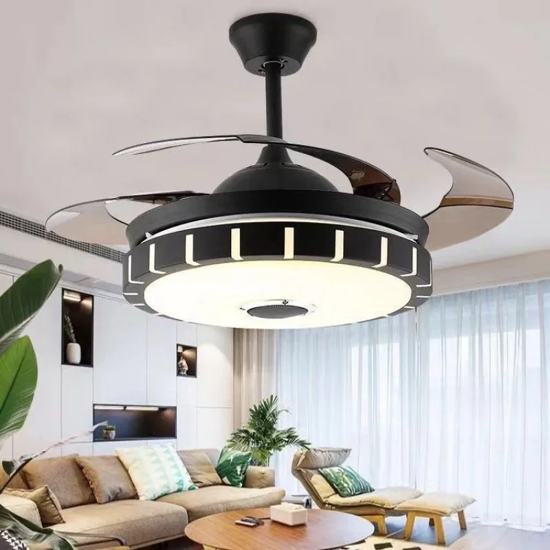 Frequency Conversion Fan Lamp Invisible Ceiling Fan Lights Dining Room Modern Minimalist Living Room Led Remote Control Bedroom