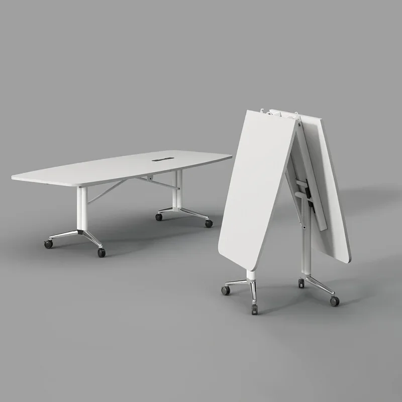 Large Removable Desk Movable Folding Conference Table Modern Long Rectangle Training Retractable Metal