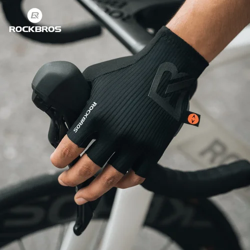 Imagen 2 del producto Guantes de ciclismo ROCKBROS, guantes de medio dedo a prueba de golpes para bicicleta, guantes cortos transpirables antigolpes para bicicleta, guantes de verano de alta elasticidad