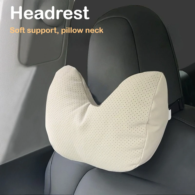 

1PC Car Neck Pillow For Tesla For Audi All Season Universal Breathable Soft Headrest Travel Rest Auto Accessories