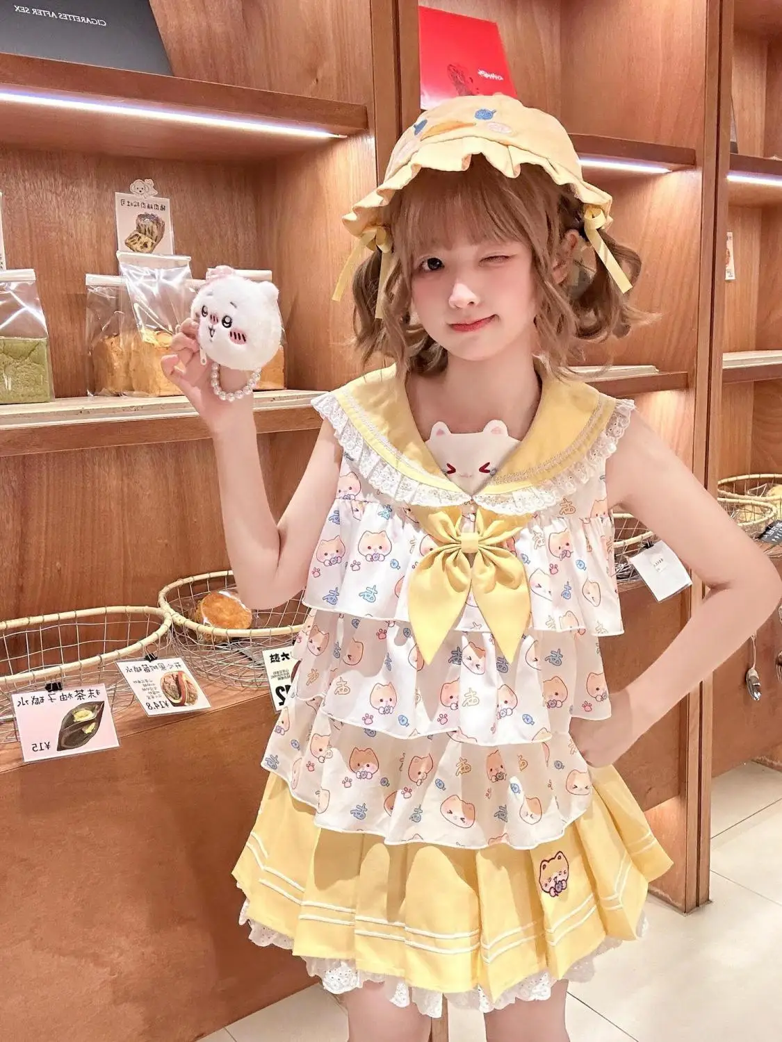 

Summer Japanese Chic Kawaii Y2k Women's Set Fashion Design Navy Collar Lace-trimmed Cartoon Printed Pleated Mini Skirt Set 2025