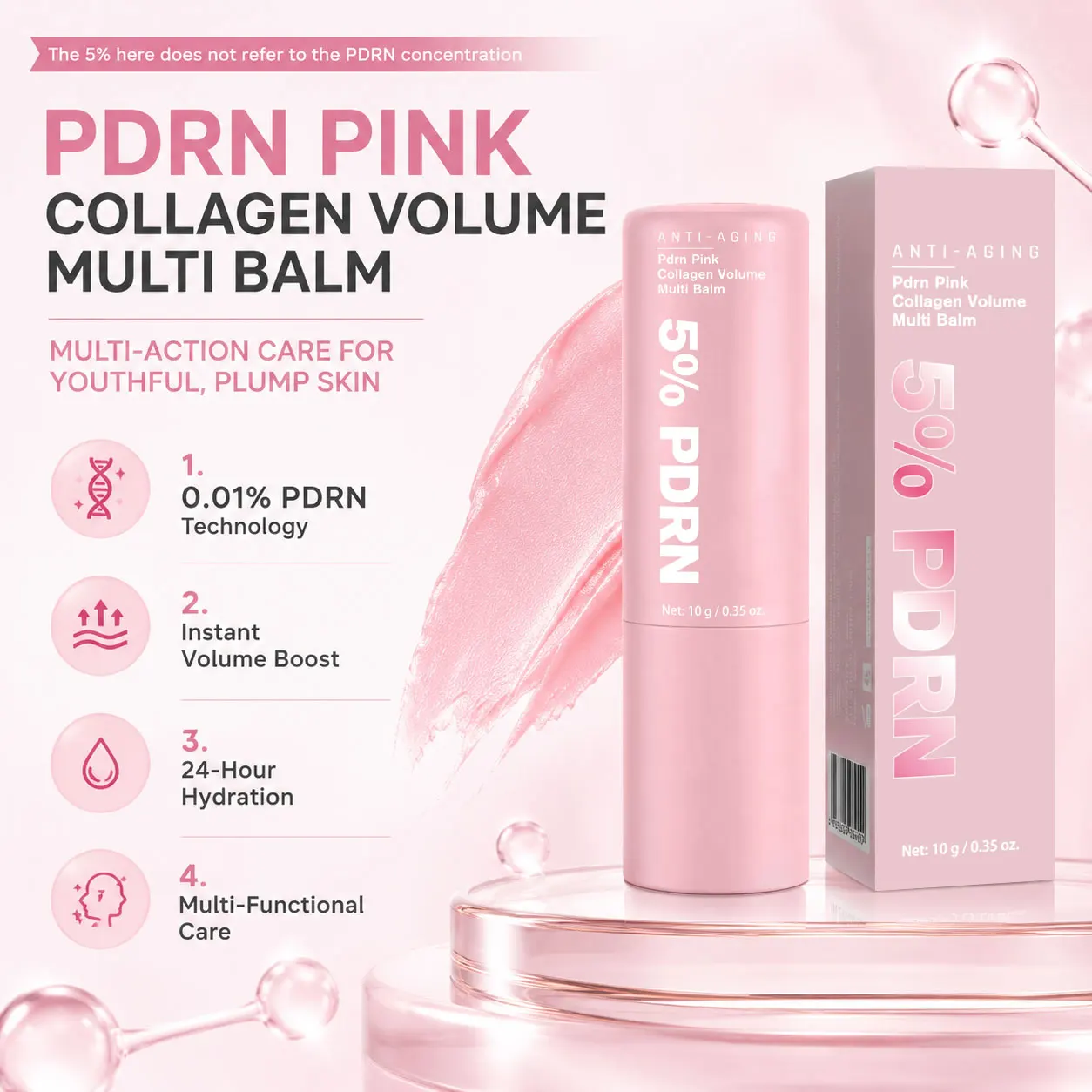 PDRN Pink Collagen Volume Multi Balm, All In One Volufiline, PDRN& NAD Stick ,Helping Look of Fine Lines, Firming Care,Lip Care