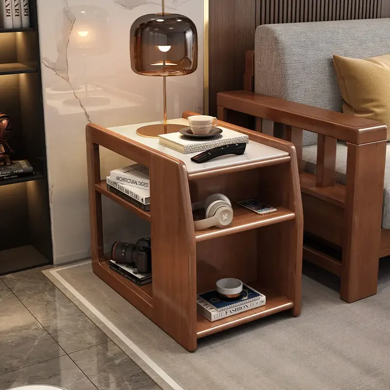 yesSolid wood rock board edge light luxury modern sofa side cabinet