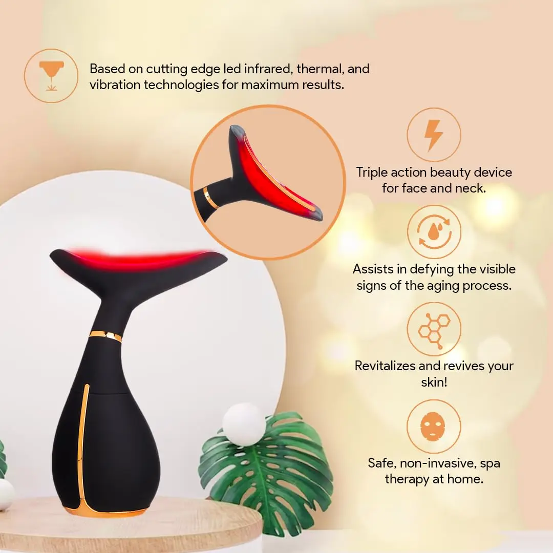 Glo24K Red Light Beauty Device For Face And Neck. Based On Triple Action L E D, Thermal, And Vibration Technologies.