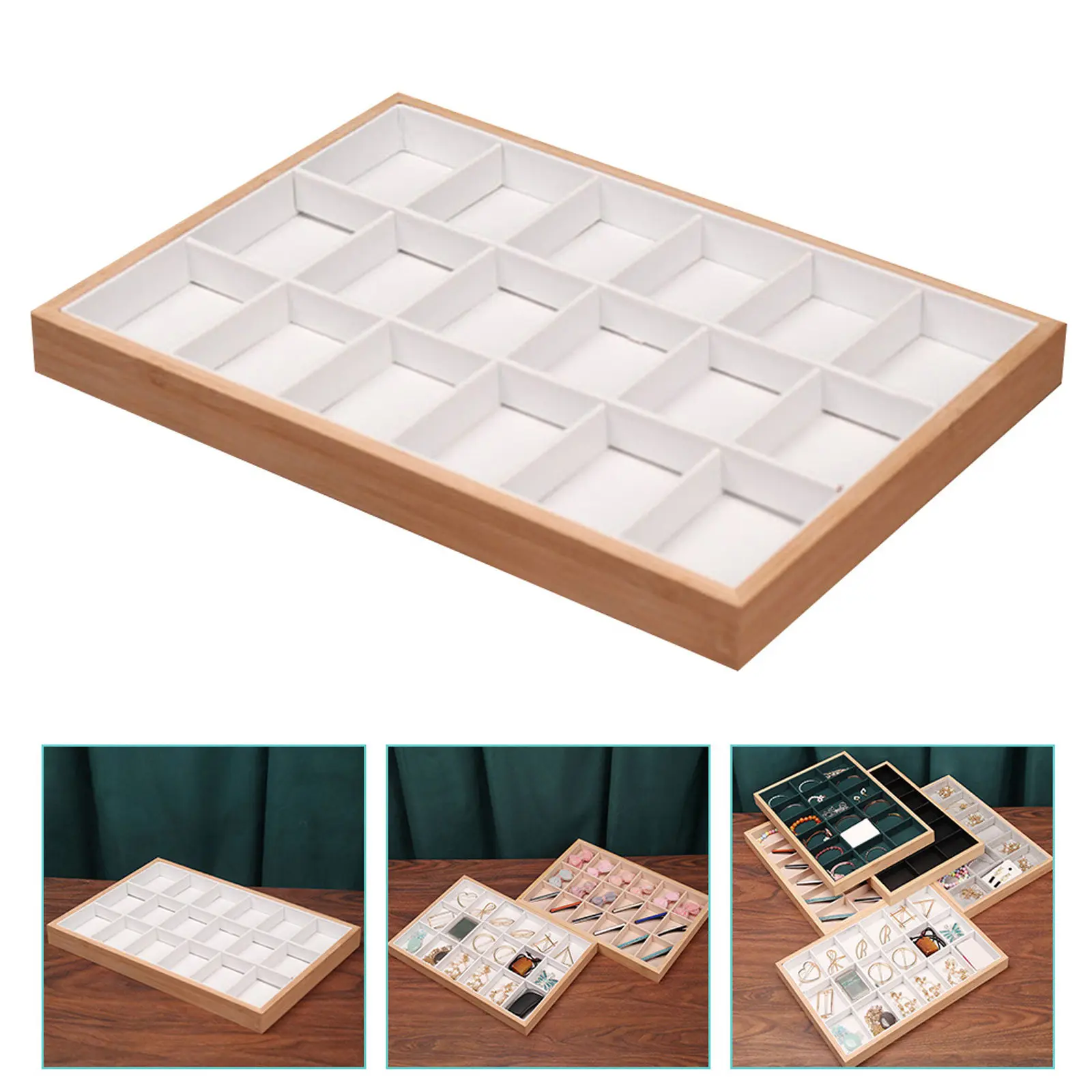 

Органайзер для украшений из бамбука на 18 ячеек: подставка для серег, колец, ожерелий, помад, ключей, заколок, карточек, декоративный настольный органайзер для украшений