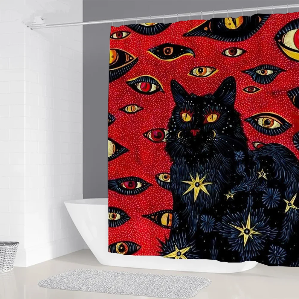 Cat Coven Shower Shower Curtain for Bathroom Opaque Curtains Accessories Bath Bedrooms Waterproof the Home Fabric Shade Products