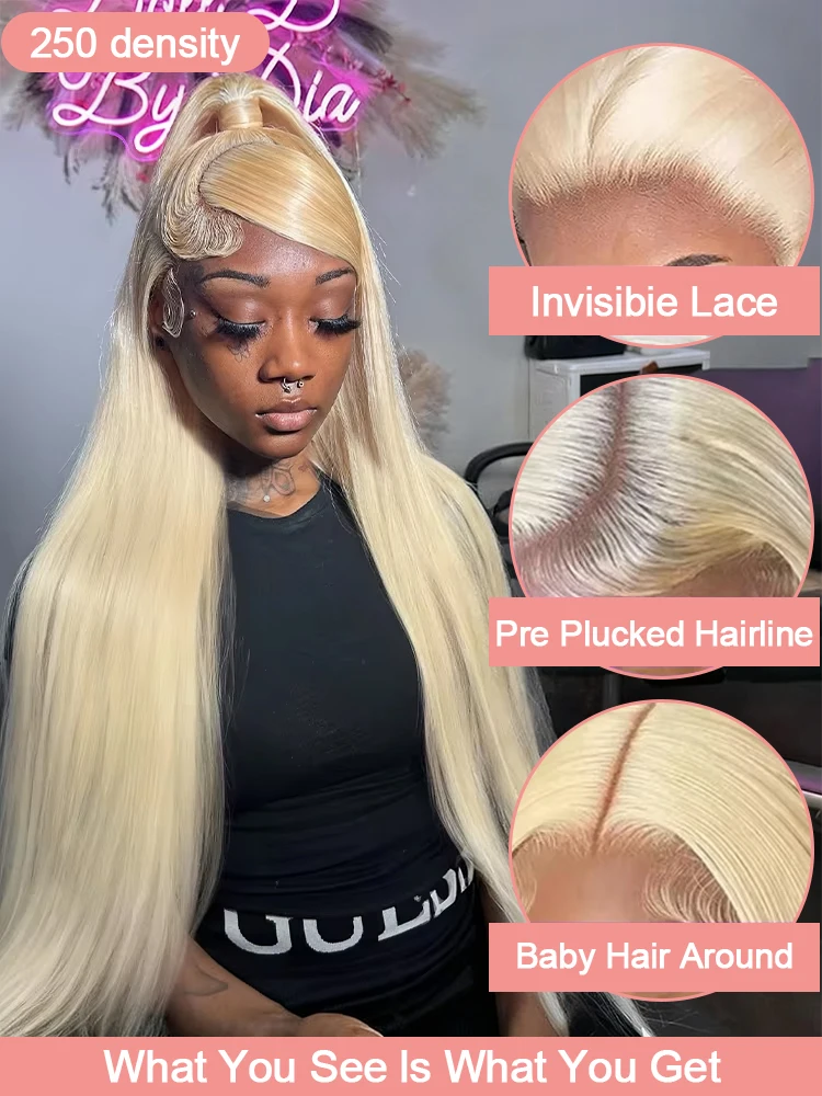 30 40 بوصة شعر مستعار أشقر مستقيم 613 Hd الدانتيل الباروكة الأمامية 13x6 شفاف 250% البرازيلي الملونة الدانتيل الجبهة الباروكات 100% الشعر البشري #2