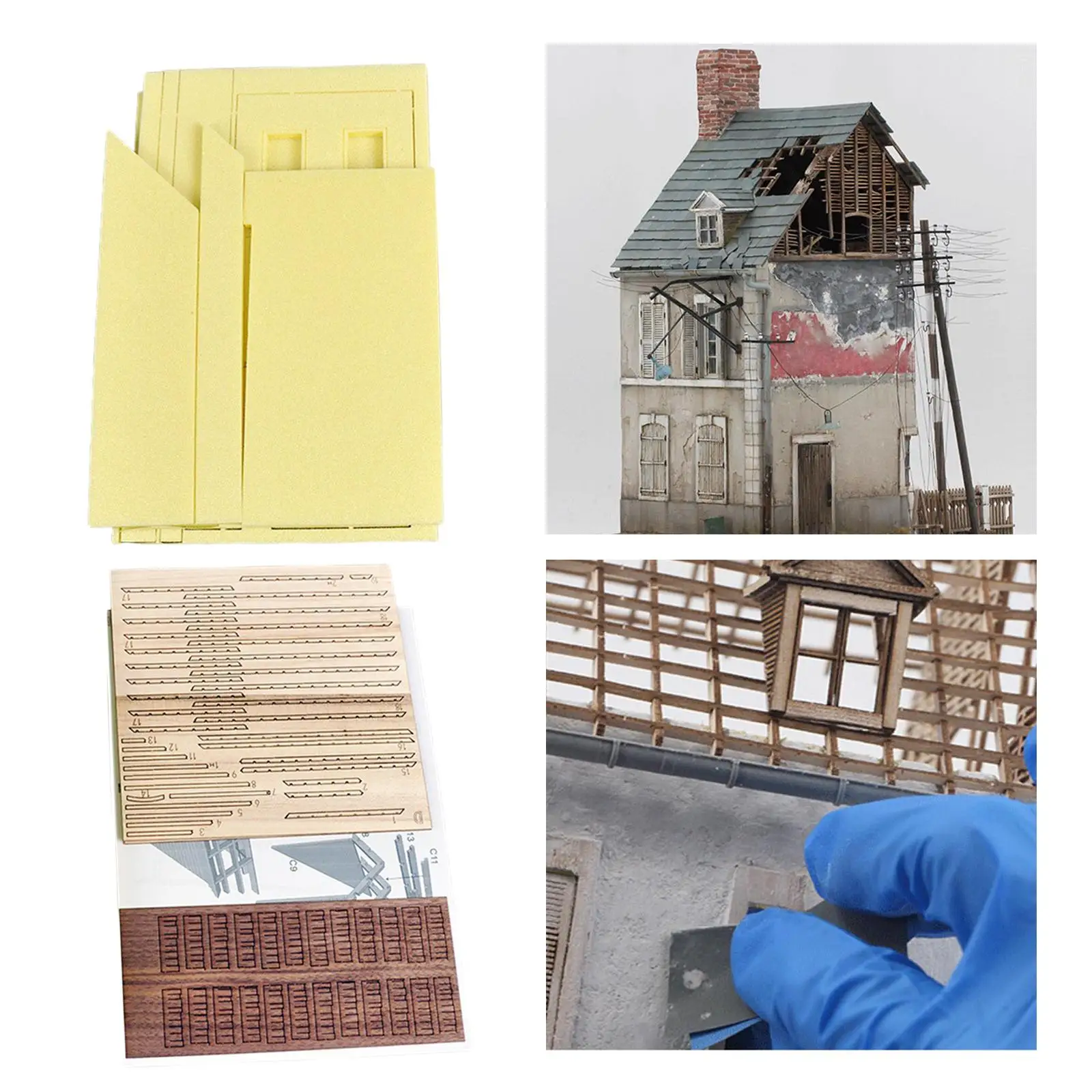 Kit de modèle de construction de maison en ruine, démontage, mise en page de puzzles 3D, style européen pour paysage, 1/35