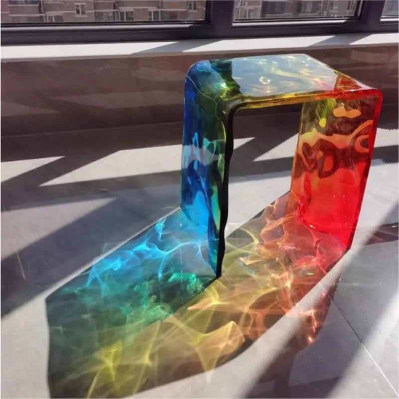 X&D Acrylic Rainbow Stool Colorful Shoe Changing Chair Casual Stools Transparent Bathroom Stools Internet Famous Dressing Stools