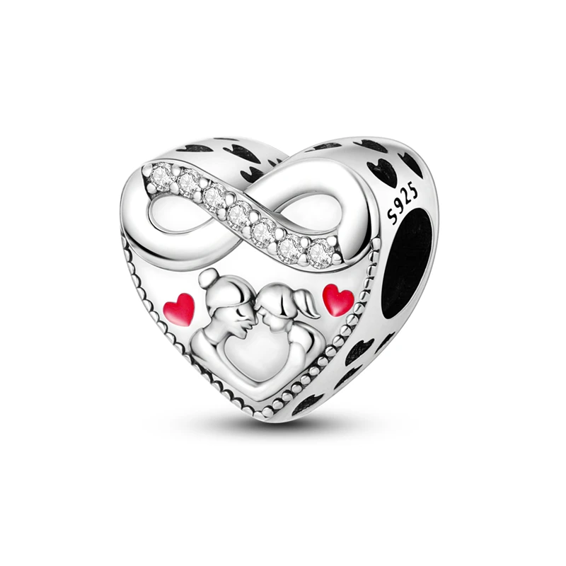

925 Sterling Silver Mother Daughter Companionship Charms Bead Fit 3mm Original Bracelet DIY Women Exquisite Party Jewelry Gifts