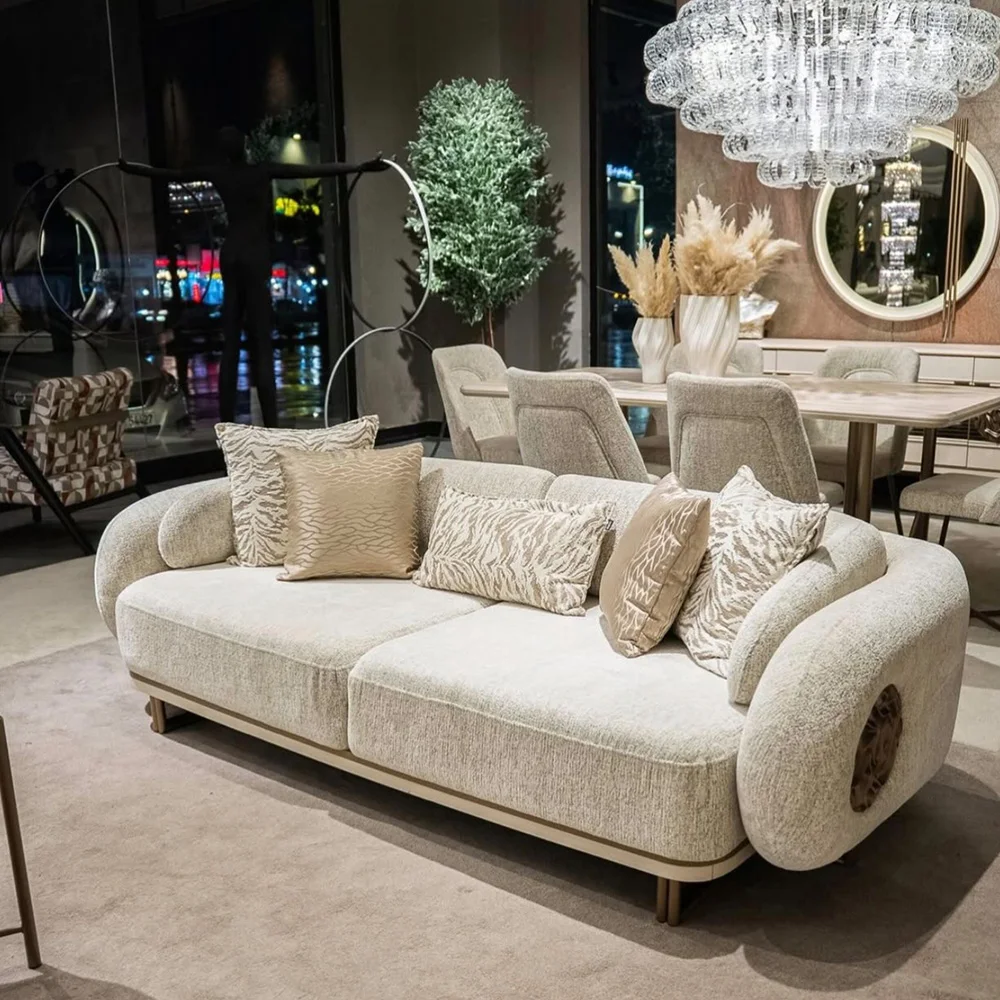 % Home Modern Luxury Upholstered Sofa with European Design Italy Inspired Premium Materials Sofa Set Living Room Furniture