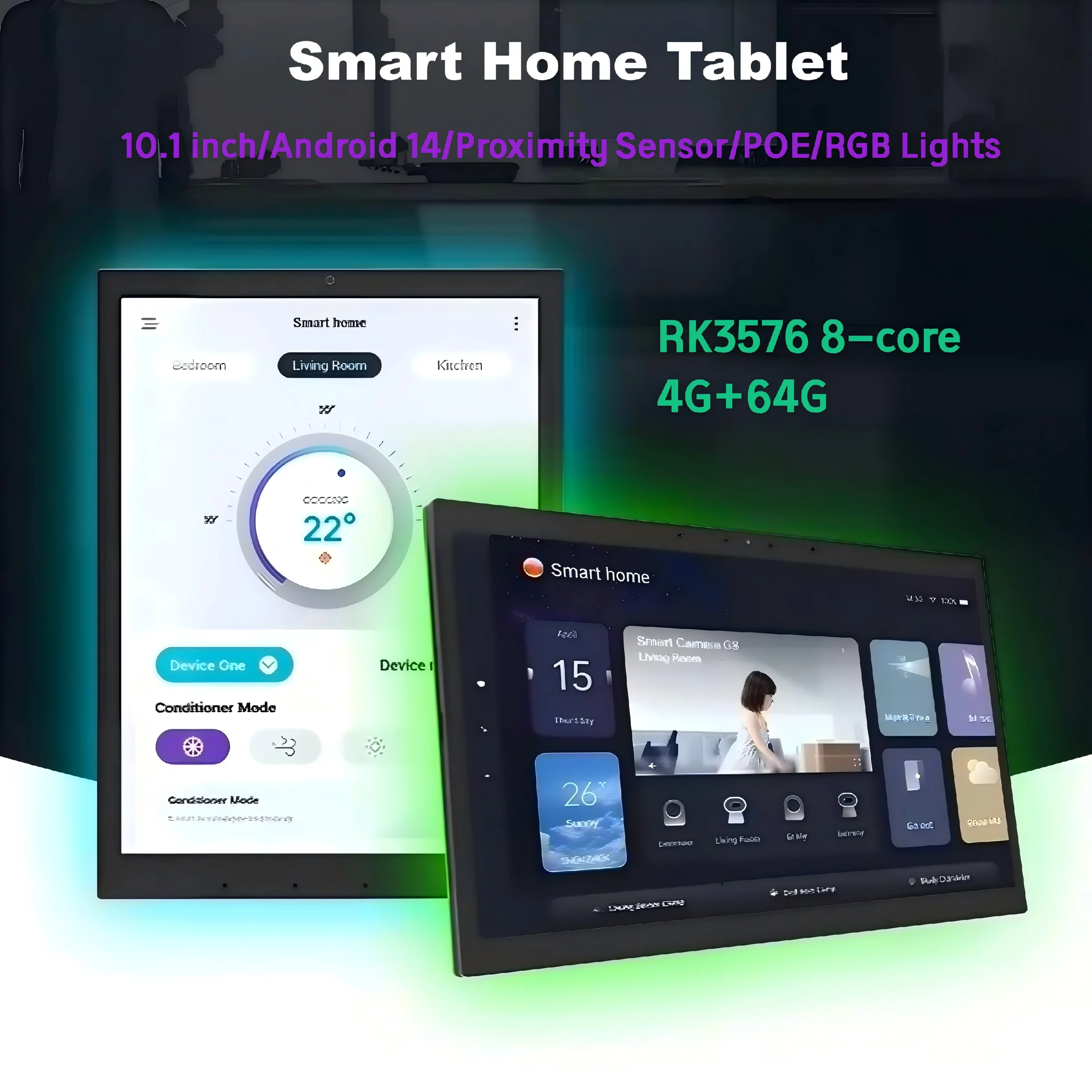 

Новый умный планшет для дома 2026 года с Android 14, 8-ядерным процессором, 4G, 64 ГБ, панелью управления Tuya Smart и RGB-подсветкой, для установки в стену