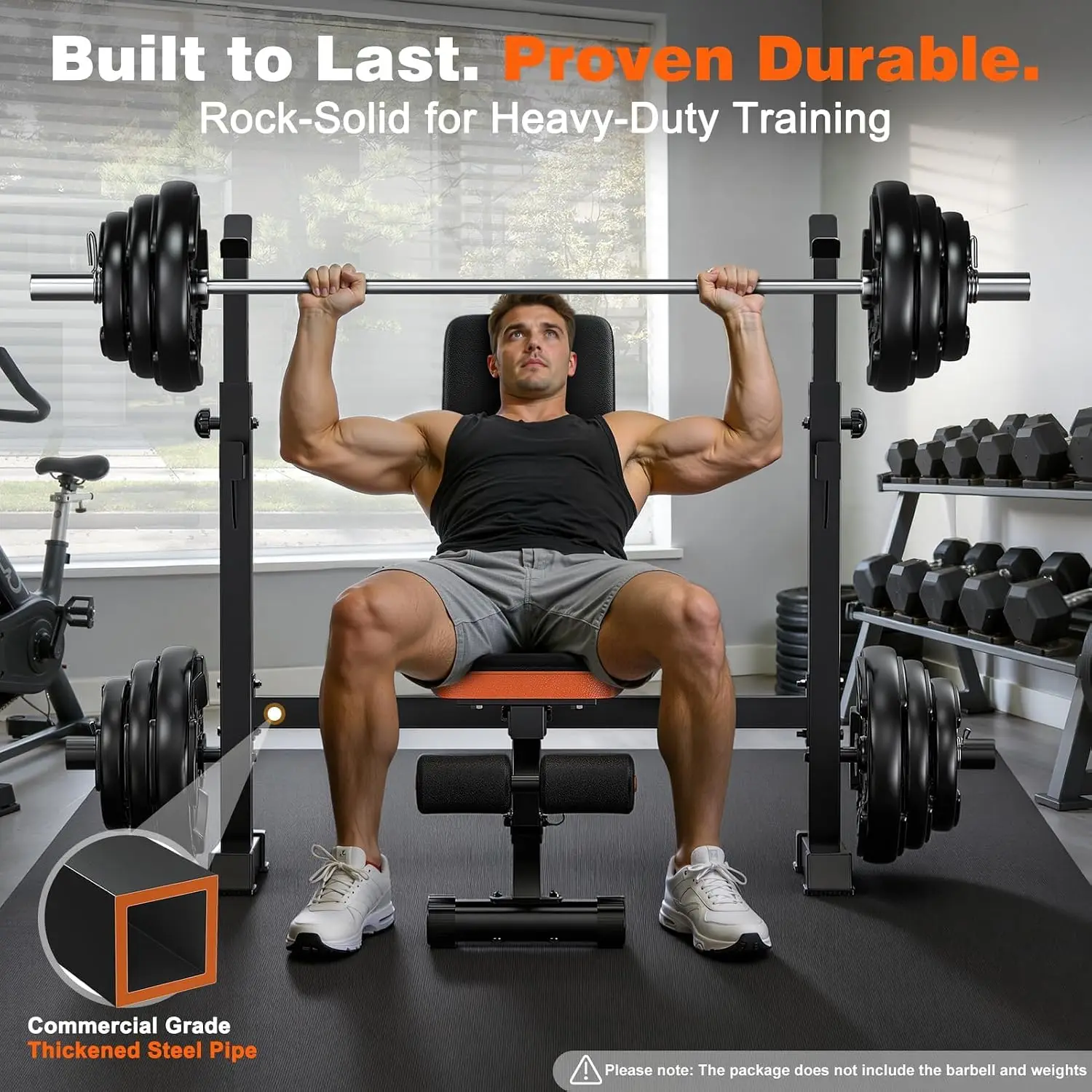 Adjustable Weight Bench with Barbell Rack & Incline Design, Custom