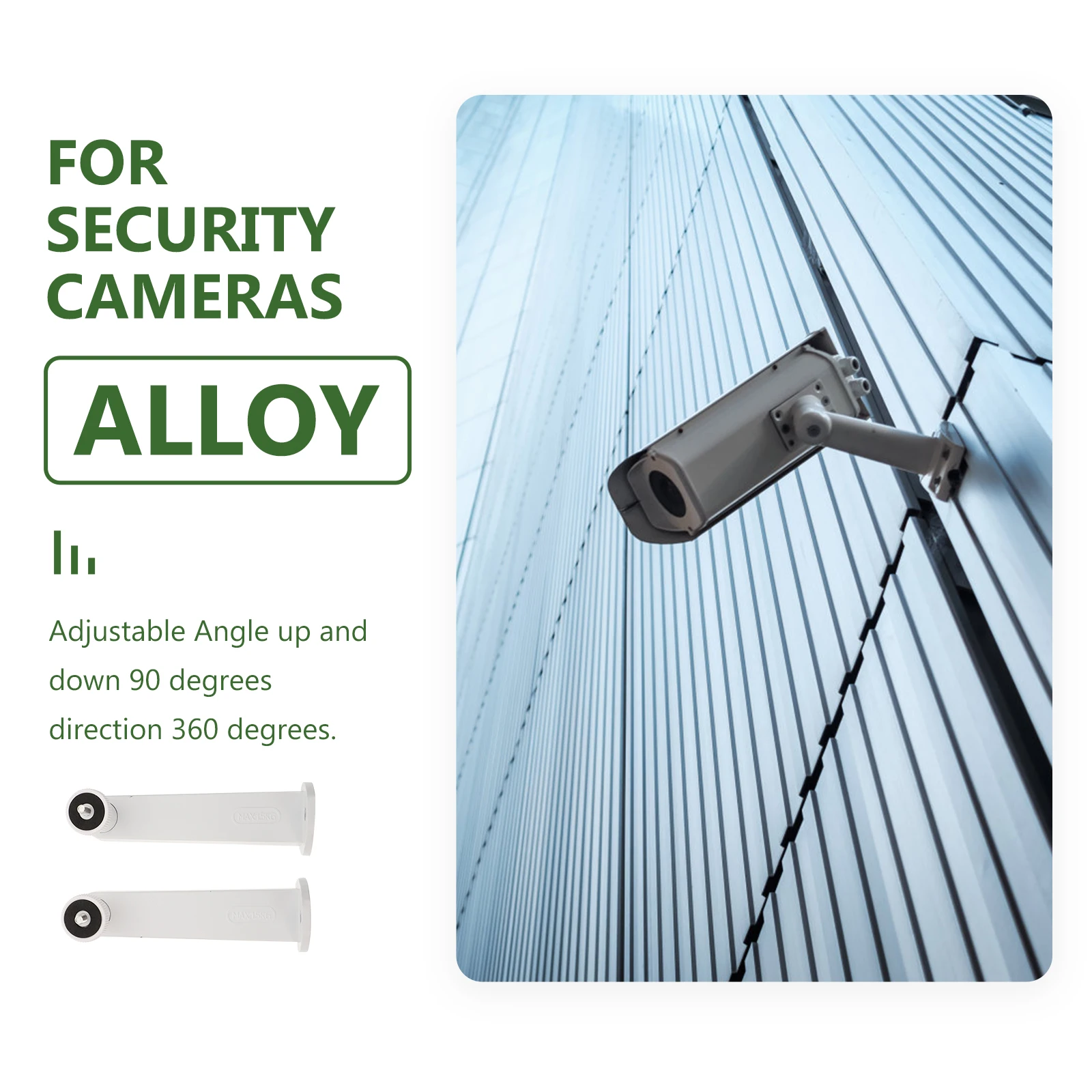 

Aluminum Security Camera Wall Mount Bracket 360 Degree Rotation Weatherproof Indoor Outdoor Use Strong Load Bearing Adjustable