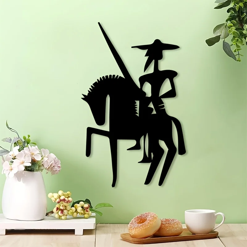Brand Don Quixote Metal Wall Sculpture Iron Art Knight Windmill Mural Home Decor Corrosion Resistant Finish Book Lover Gift