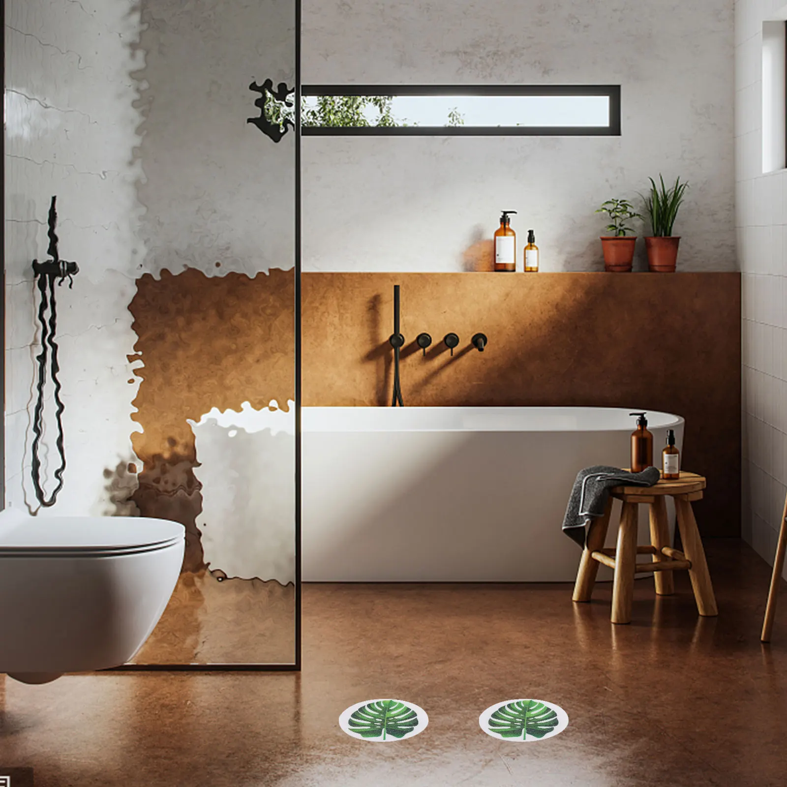

Non Slip Stickers Bathroom Bathtub Leaf Pattern Anti Child PEVA Material Safe Practical Cartoon Shower Tub Pool Stairs Treads