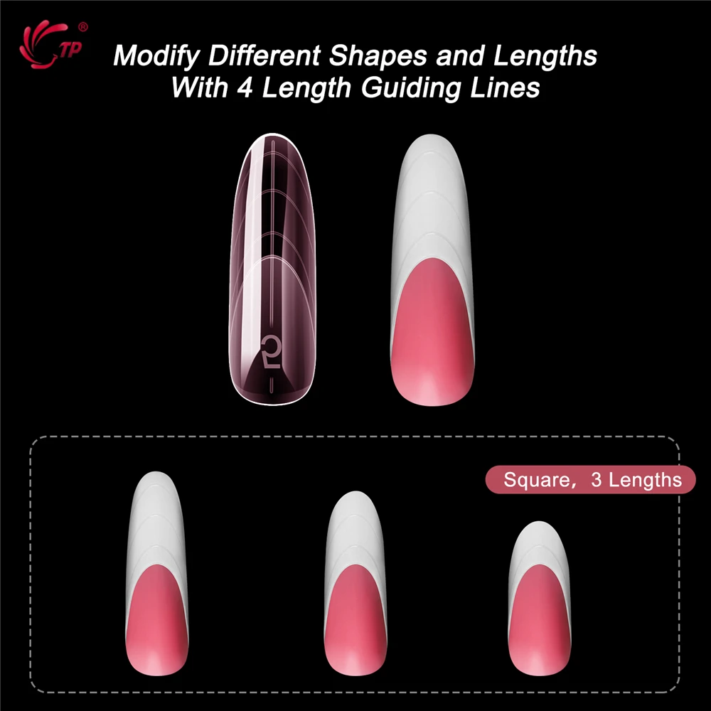 TP 150pcs/box French Dual Forms Nail Extension Poly Nail Gel Molds Full Cover Acrylic Nails Top Forms Pink Clear Manicure Tools