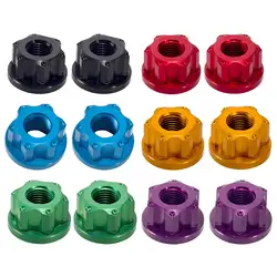 2x Bike Wheel Hub Axle Nuts Front Wheel Nut M9 for Mountain Road Easy to Install Front Axle Nut Bicycle Flanged Axle Nut