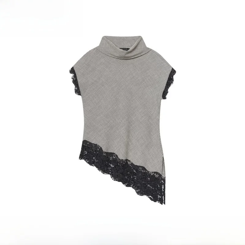 

Faionable Autumn Winter New Women's Svel Stand Collar Plaid Top Street Sle Stand Fit Daily Wear Polyester Fiber