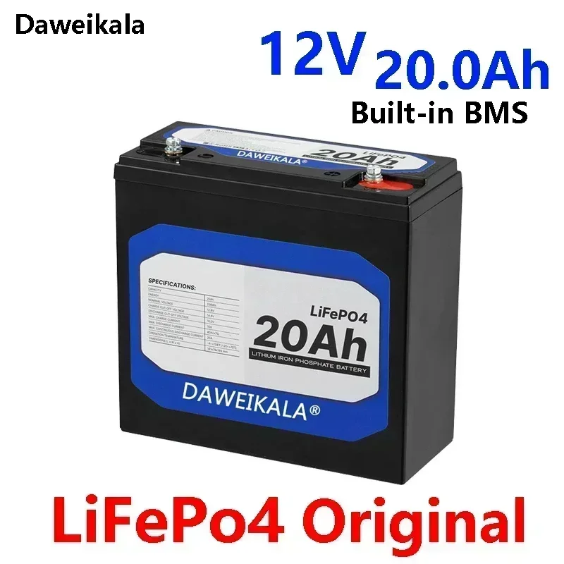 

12V 20Ah LiFePo4 Battery Lithium Iron Phosphate Built-in BMS Large Capacity Rechargeable Battery for Kid Scooters Boat Motor