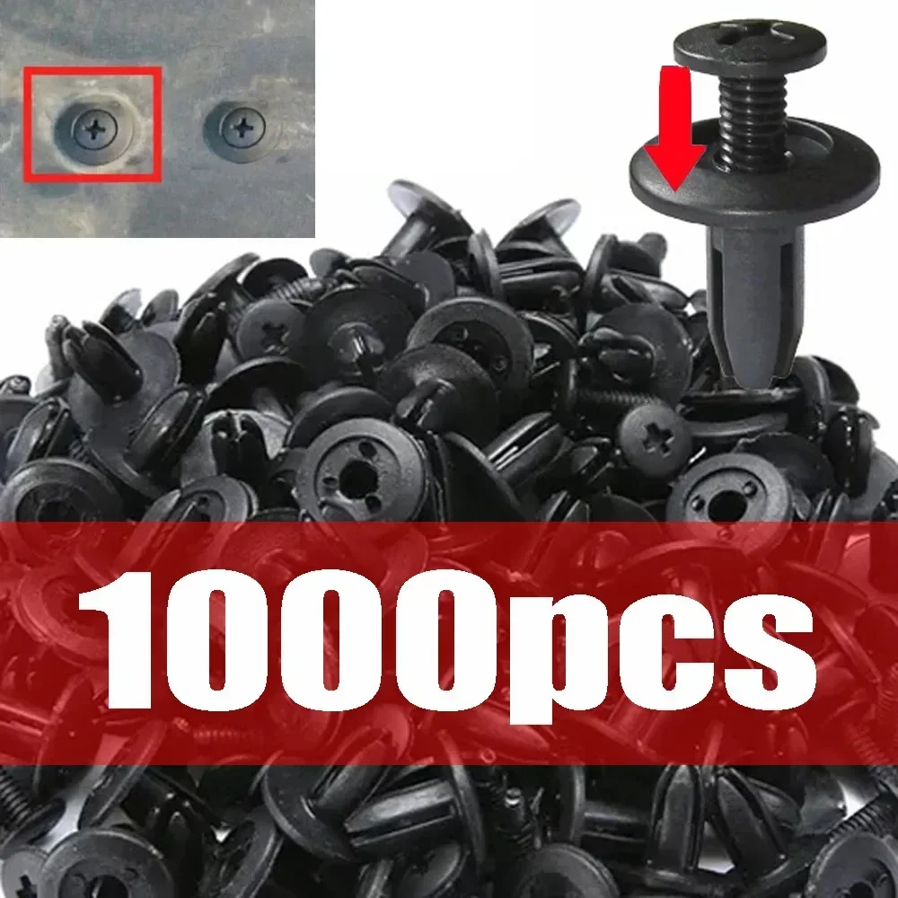 Car Bumper Fender 8mm Hole 1000/500/50Pcs Plastic Rivets Fastener Screw Door Trim Panel Retainer Fastener Clips Car Accessories