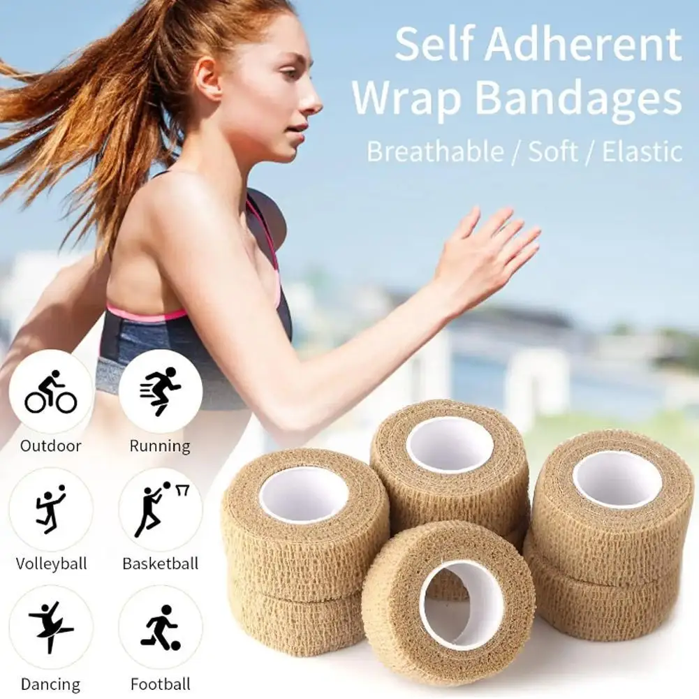 3pcs Self Adhesiv Disposable Elastic Bandages 2.5cm*4.5m For Handle Tube Tightening Gauze Tape First Aid Tool Tattoo Accessories