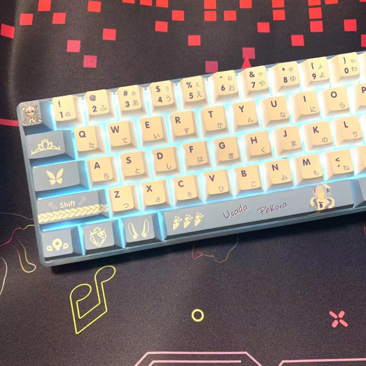 Imagem -05 - Usada Pekora Hololive Vtuber Key Cover Pbt Dye Sublimação Cherry mx Cruz Eixo Switch Keycap para Teclado Mecânico