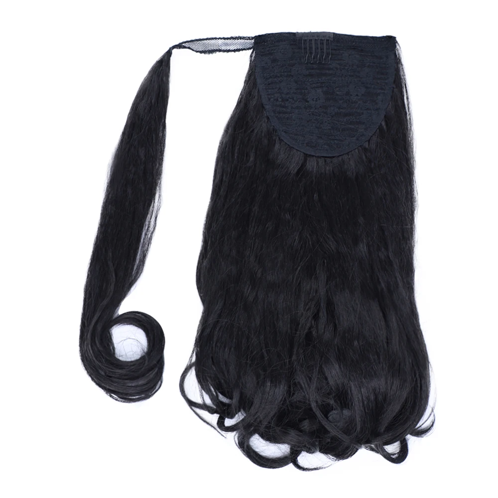 Curly End synthetische Pferdes chwanz verlängerungen Wickel pferdes chwänze für Frauen 16 Zoll hohe Puff Pferdes chwänze elastische Afro Pony Haar teile