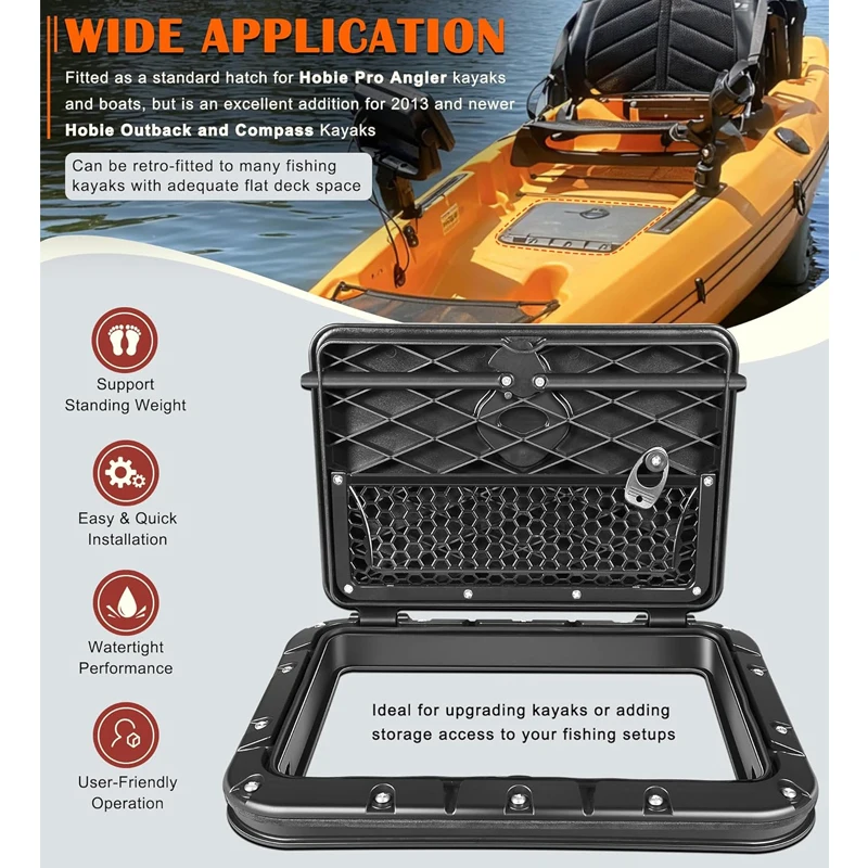 Marine Deck Access Hatch Waterproof Cover 71707003 for Hobie Kayak 2013-2026 Compass Pro Angler Fishing Kayak - Rectangular