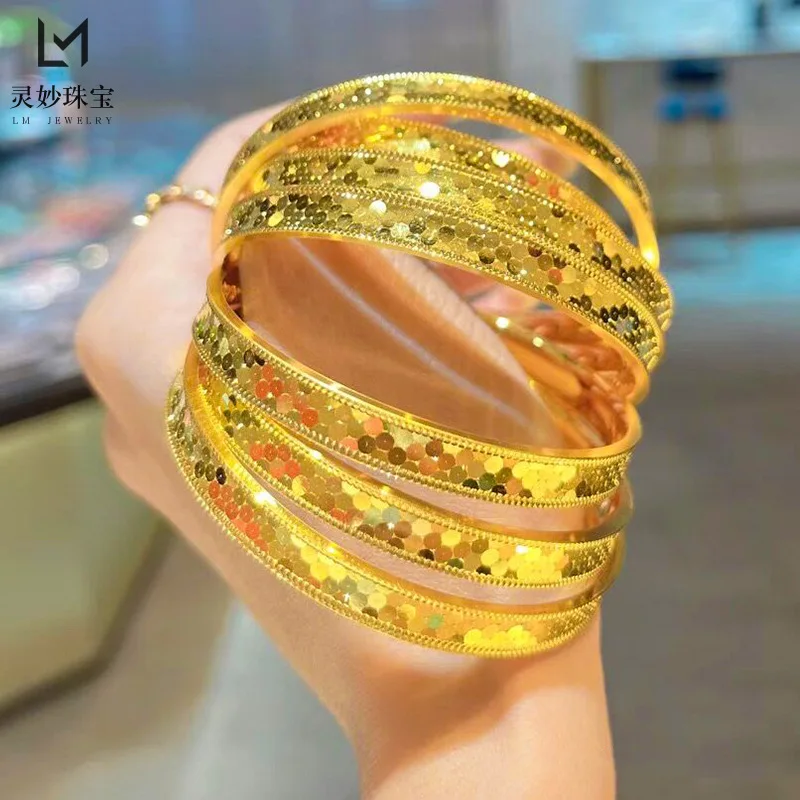 Gold dragon scale bracelet bright face scale gold 999 thick 18K gold fashion to send girlfriends