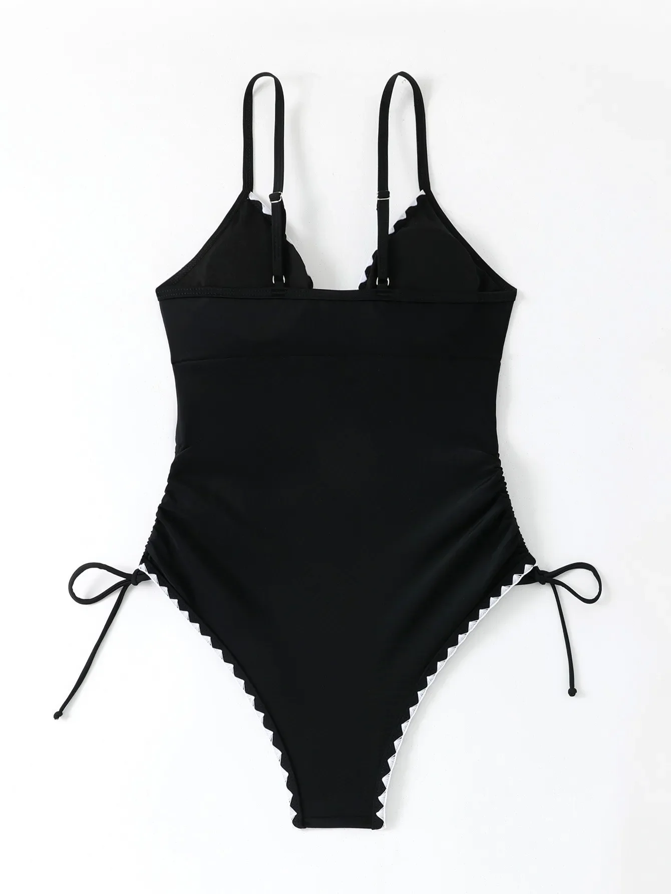 Femmes mode une pièce maillot de bain solide festonné garniture haute élastique maillot de bain maillots de bain sexy