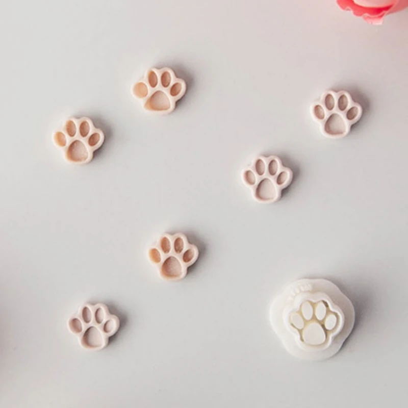 Cute Cartoon Paw Print Clay Cutter Animal Dog Cat Paw Print Polymer Clay Embossing Cutter for Clay Earring Jewelry Molds Tools