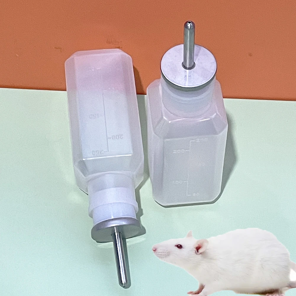 250ml PP Material Laboratory Rodent Mouse Rat Mice Drinking Bottle With Graduate No Leak 304 SS Nuzzle Silicone Stopper 5PCS