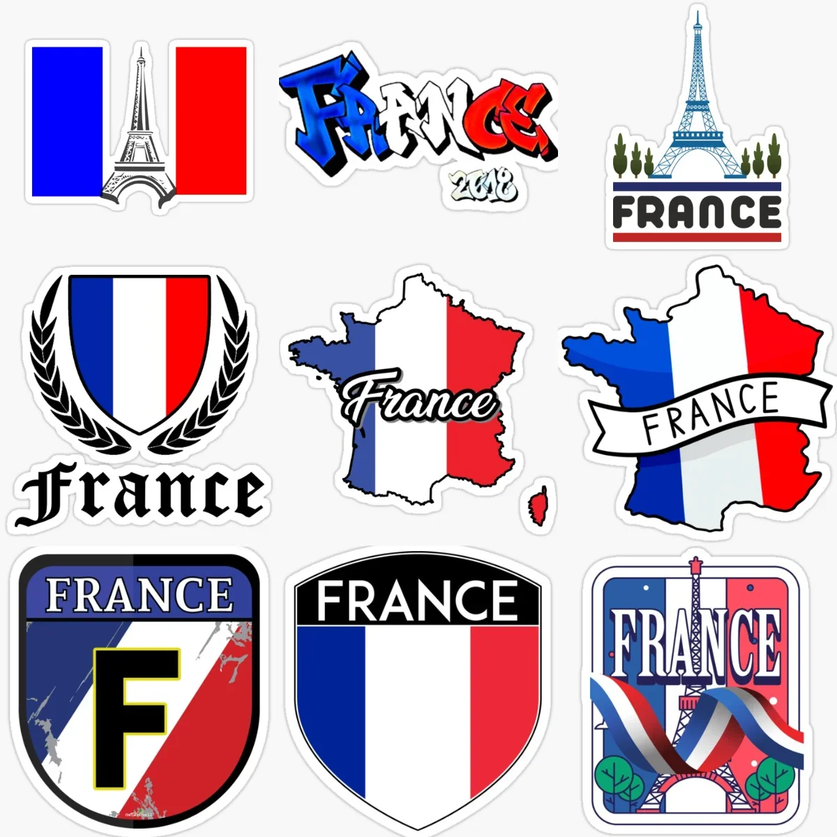 

France flag map Eiffel tower creative Stickers for car motorcycle off-road bumper Fridge wall Decoration Accessories