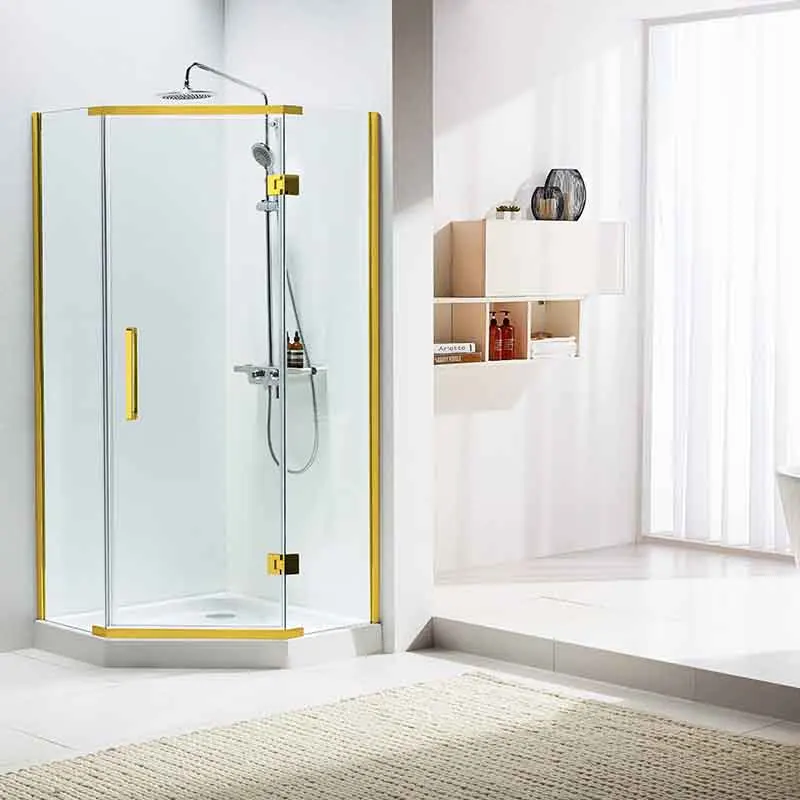 Bathroom Custom pentagon shower enclosures frameless tempered glass shower door