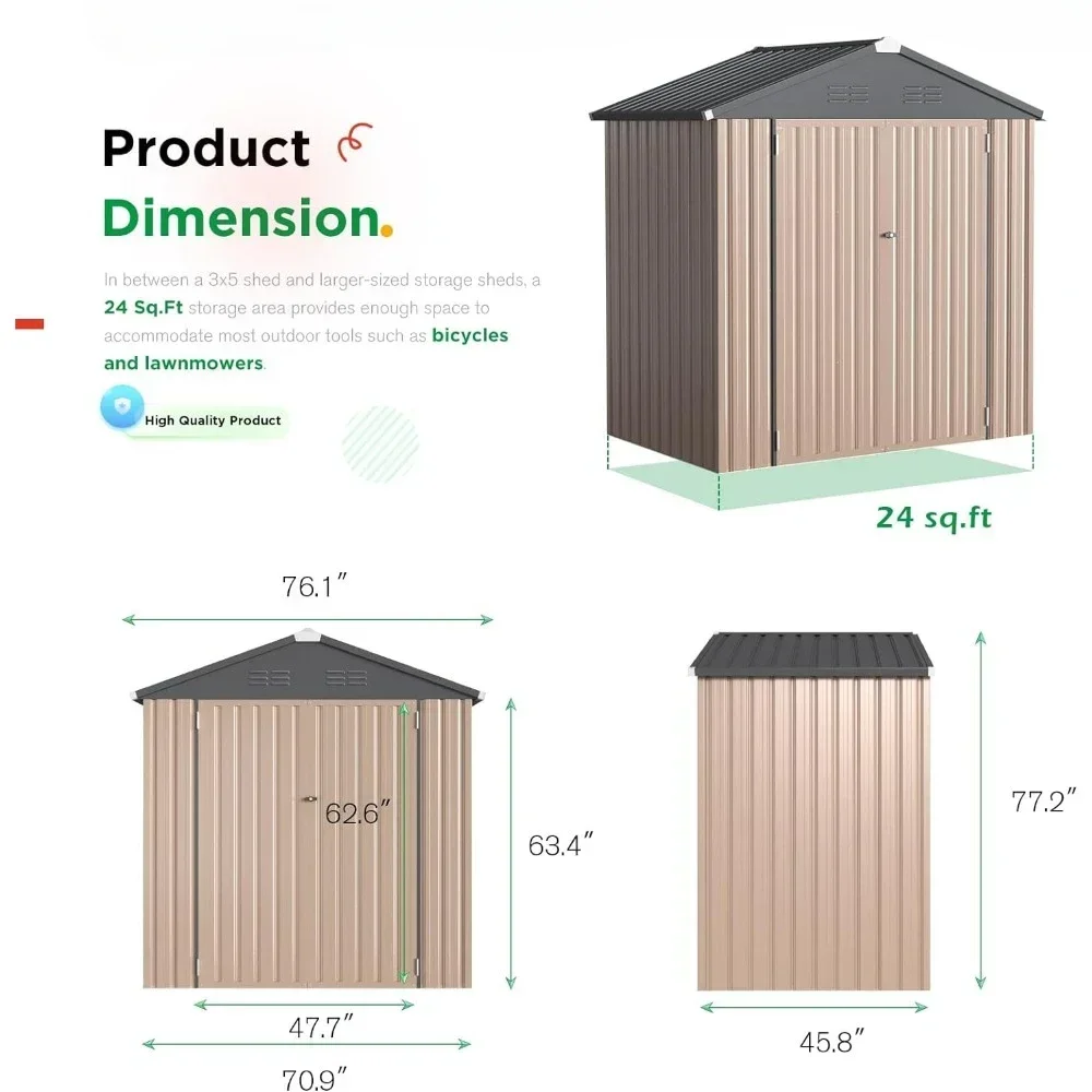 Storage Shed, Metal Sheds & Outdoor Storage Clearance, Utility and Tool Garden Shed with Lockable Doors，6' X 4'