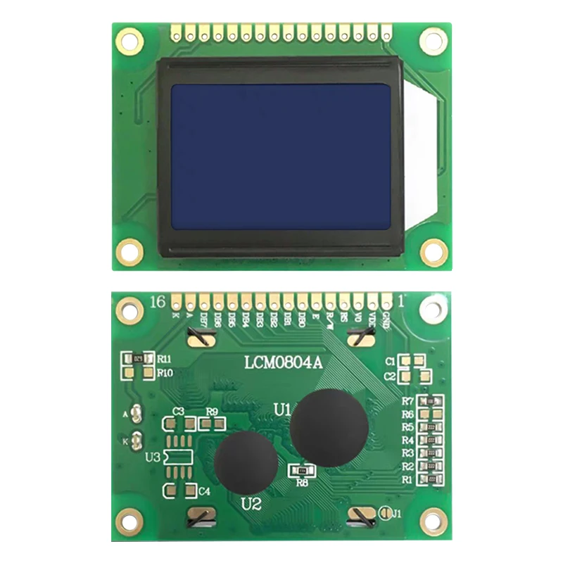LCD0804A Módulo de exibição LCD azul 8x4 caracteres LCD Backlight, 61.9*44.9mm LCM0804 display AIP31066.5V
