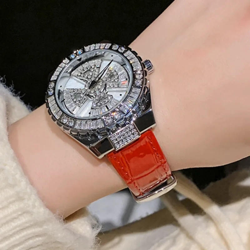 New Disc Women Watches Light Luxury Fashion Lady Quartz Watches Rotating Dial Waterproof Strap Relogio Feminino A Prova Dágua