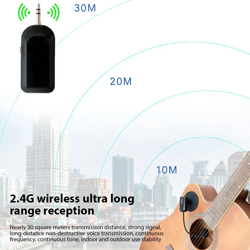 Receptor de micrófono de instrumento inalámbrico HFES 2,4G con ventosa desmontable para violín violonchelo acordeón altavoz micrófono