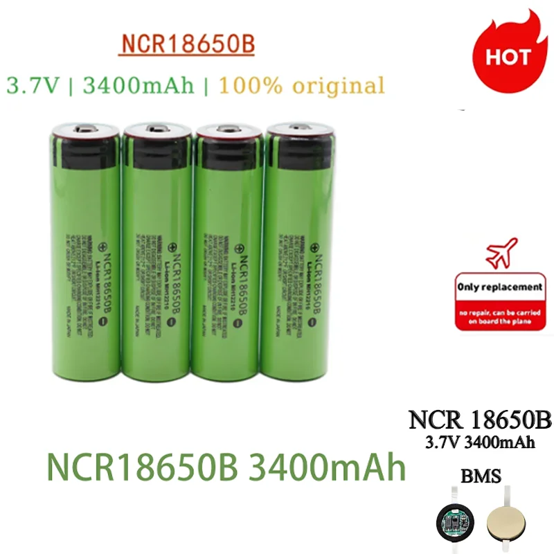 2024 Original 18650 Battery NCR18650B 3.7V 3400mAh 20A Discharge Lithium Rechargeable Batteries for Flashlight Toy Car Camera