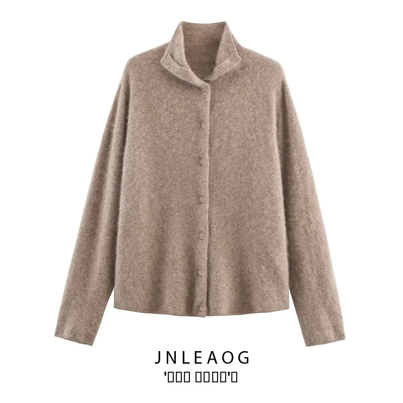 

Модный женский вязаный свитер из чистого шерсти с высоким воротником, длинный свитер из полиэфирного волокна, осенний новый Sle JNLEAOG