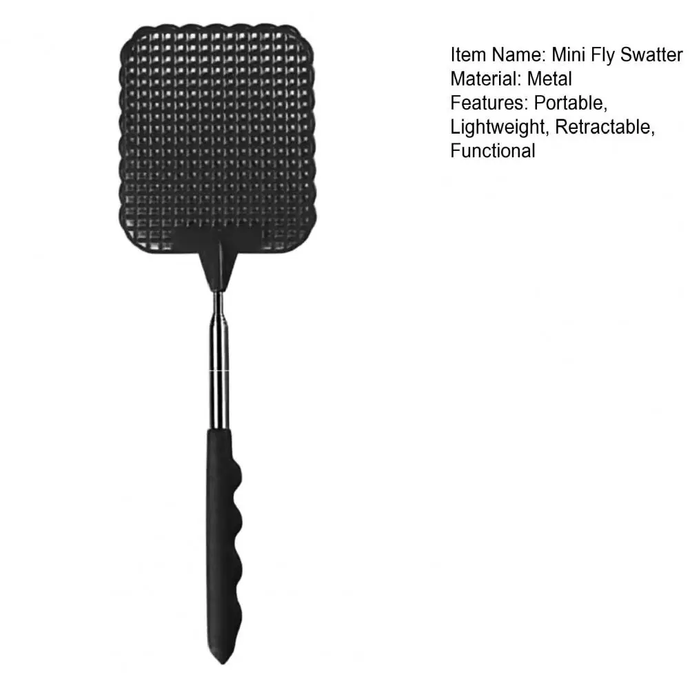 26.5-73cm Extendable Fly Swatter Stainless Steel Telescopic Handle Insect Swatter Mosquito Control Swatter For Insects Camping