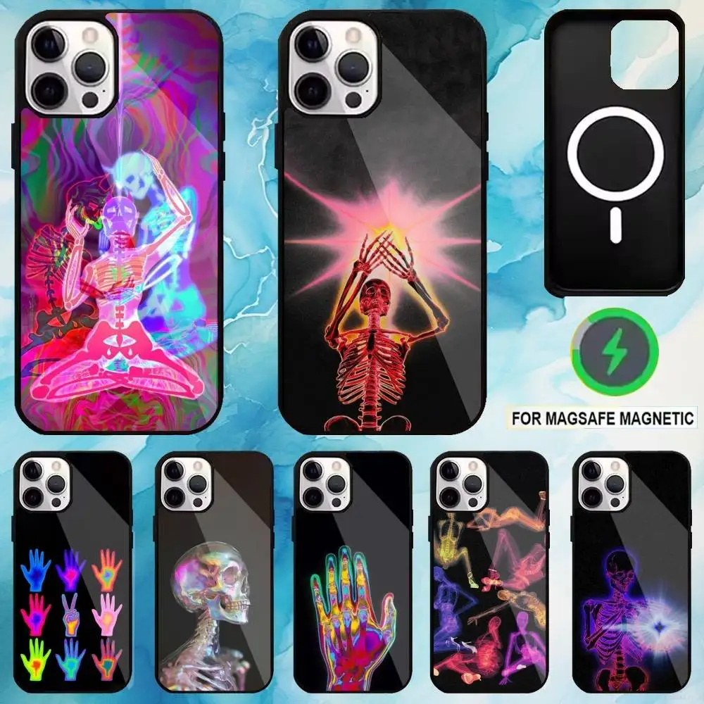 

Colorful Skull Phone Case For iPhone17,16,15,14,13,12,11 Plus,Pro Max Magnetic For Magsafe Wireless Charging