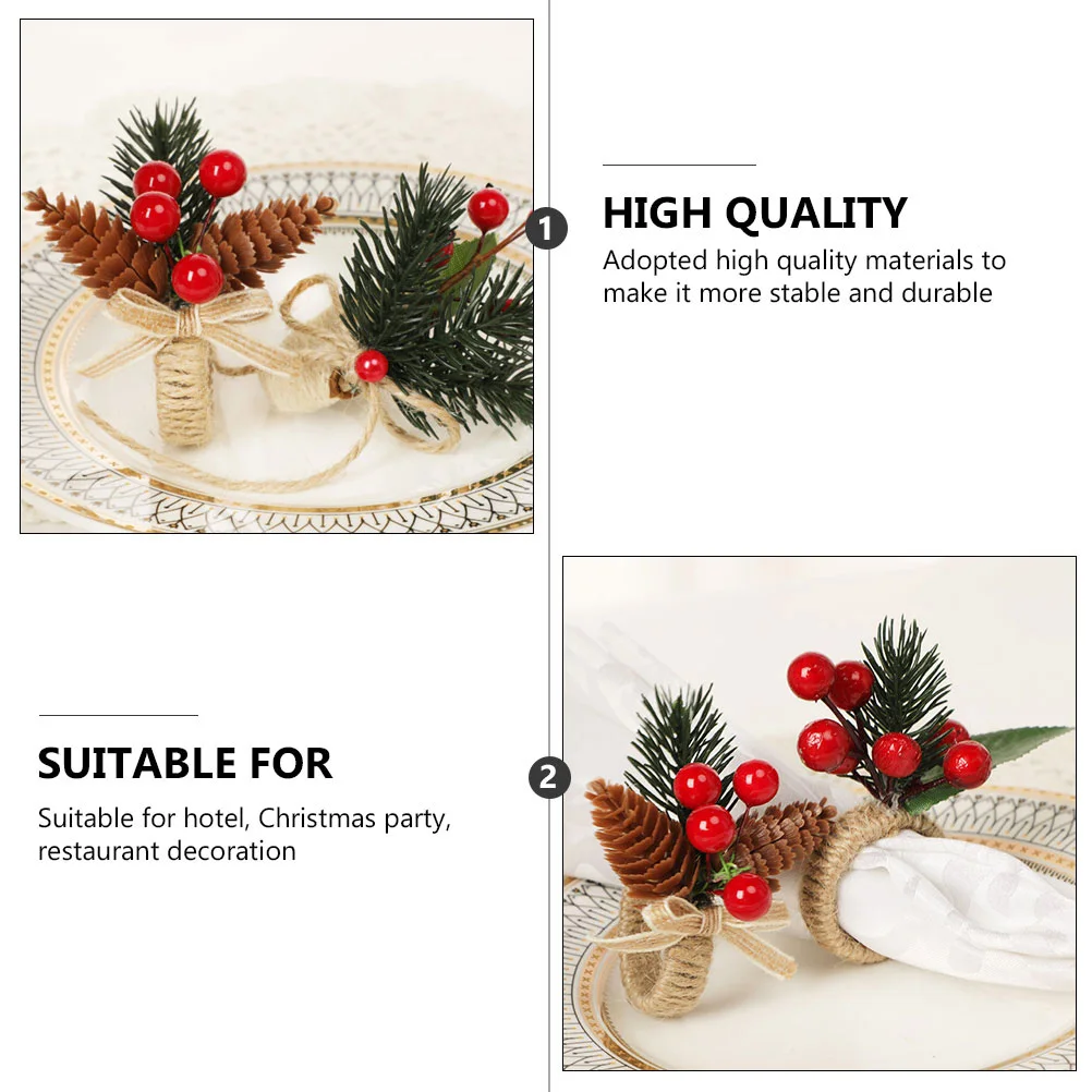 

6 Pcs Rings Christmas Berry Berry Napkin Ring Holders Design Bright Elegant Table Decorations Banquet Napkin Buckles